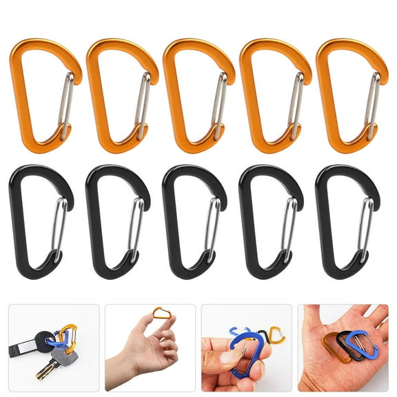 Supvox 10pcs Durable Carabiners for Outdoor Use Aluminium Alloy Multifunctional Hooks Assorted Color