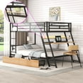thumbnail image 2 of Euroco Metal Full over Full Bunk Bed with Desk and Drawers, LED Light Strip and Cabinet for Kids Teens Room, Black, 2 of 18