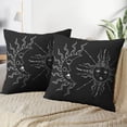 thumbnail image 4 of LALILO Throw Pillow Covers Boho Sun And Vintage Moon Tattoo Bohemian Cushion Cover 18" x 18", 2 Pack, 4 of 6