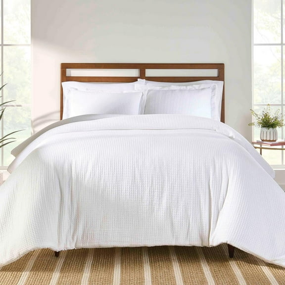 Better Homes & Gardens 3-Piece White Waffle Comforter Set, Adult Full/Queen