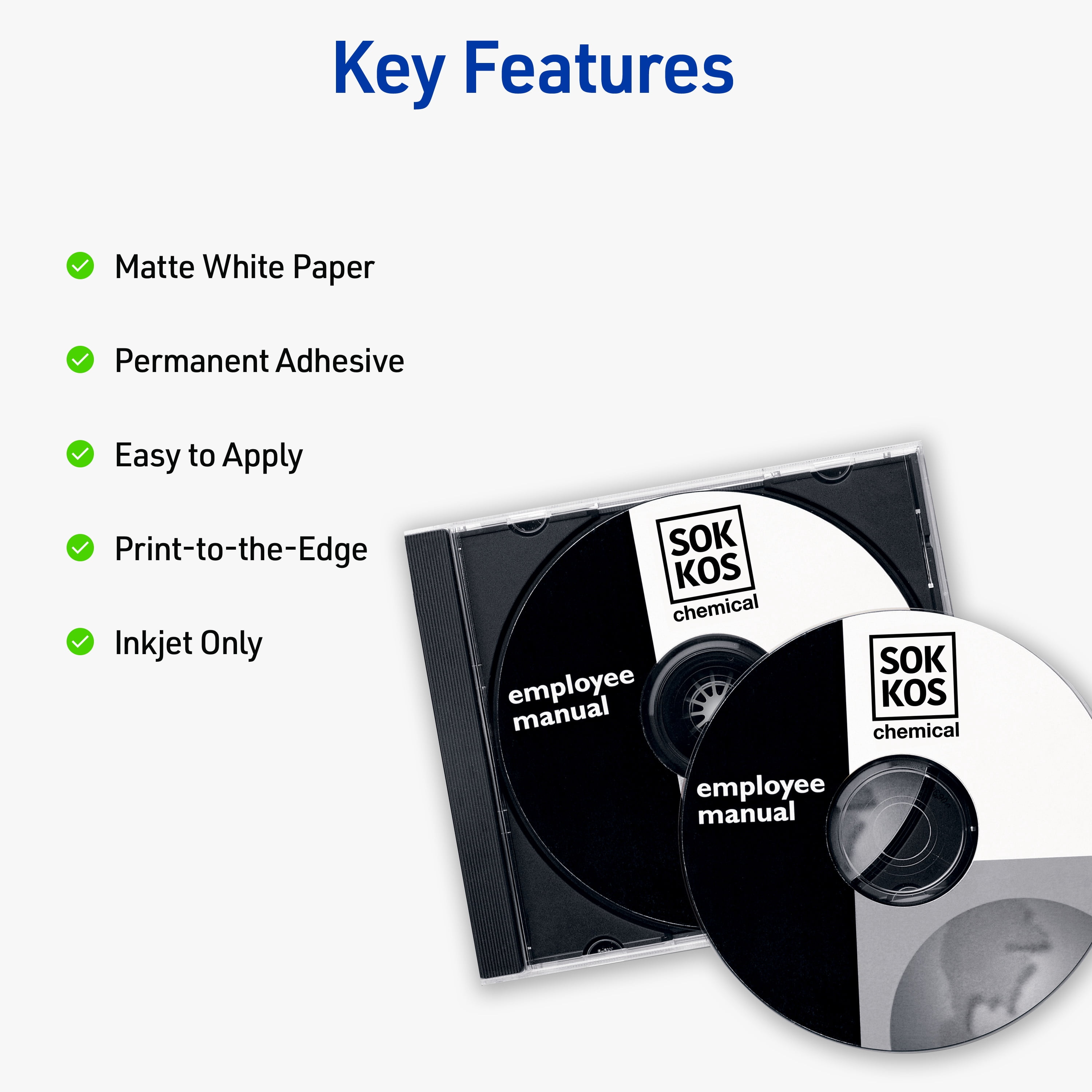 Avery CD Labels, Permanent, 100 CD Labels & 200 Spine Labels (8691)