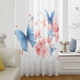 thumbnail image 6 of Blue Butterfly Sheer Curtains 63 Inches Long, Watercolor Spring Blossom Nature Flowers Light Filering Curtains, Breathable Simi Curtain Privacy Drapes for Living Room Bedroom Window Treatment, 6 of 9