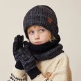 thumbnail image 5 of UFOUND 4 To 10 Years Old Children Hat Neck Gloves 3PCS Set Of Warm Winter Ear Protective And Warm Knitted Woolen Hat For Big Children, 5 of 6