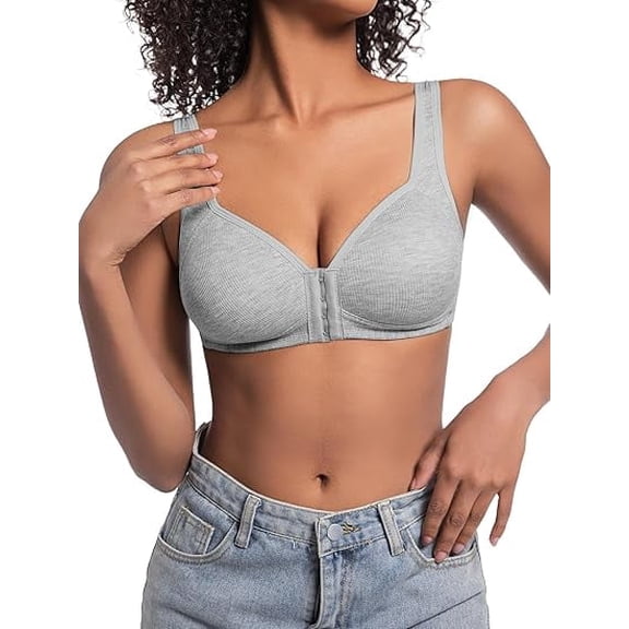 Pack Front Closure Bras for Women Full Coverage Lace Wireless Bralettes, Soft Breathable Support Wirefree Everyday Bras