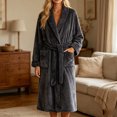 thumbnail image 4 of Miqool Women's Plush Fleece Bathrobe with Shawl Collar and Pockets -Long Robe Soft Warm Belted, 4 of 7