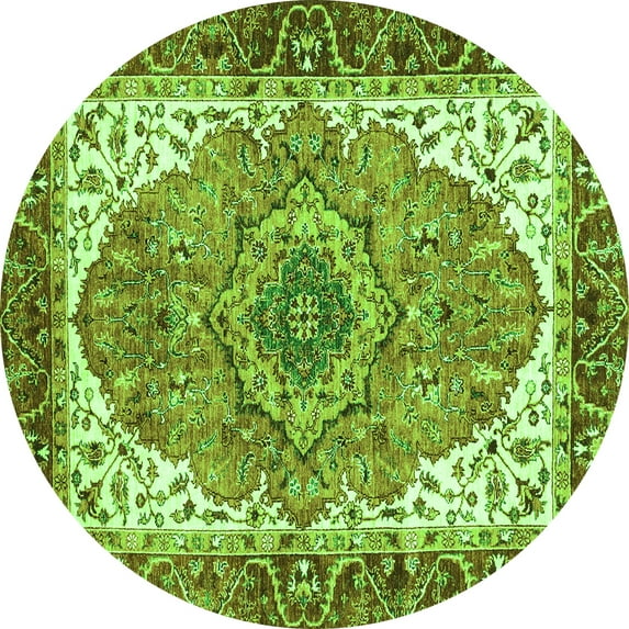 Ahgly Company Indoor Round Persian Green Traditional Area Rugs, 3' Round