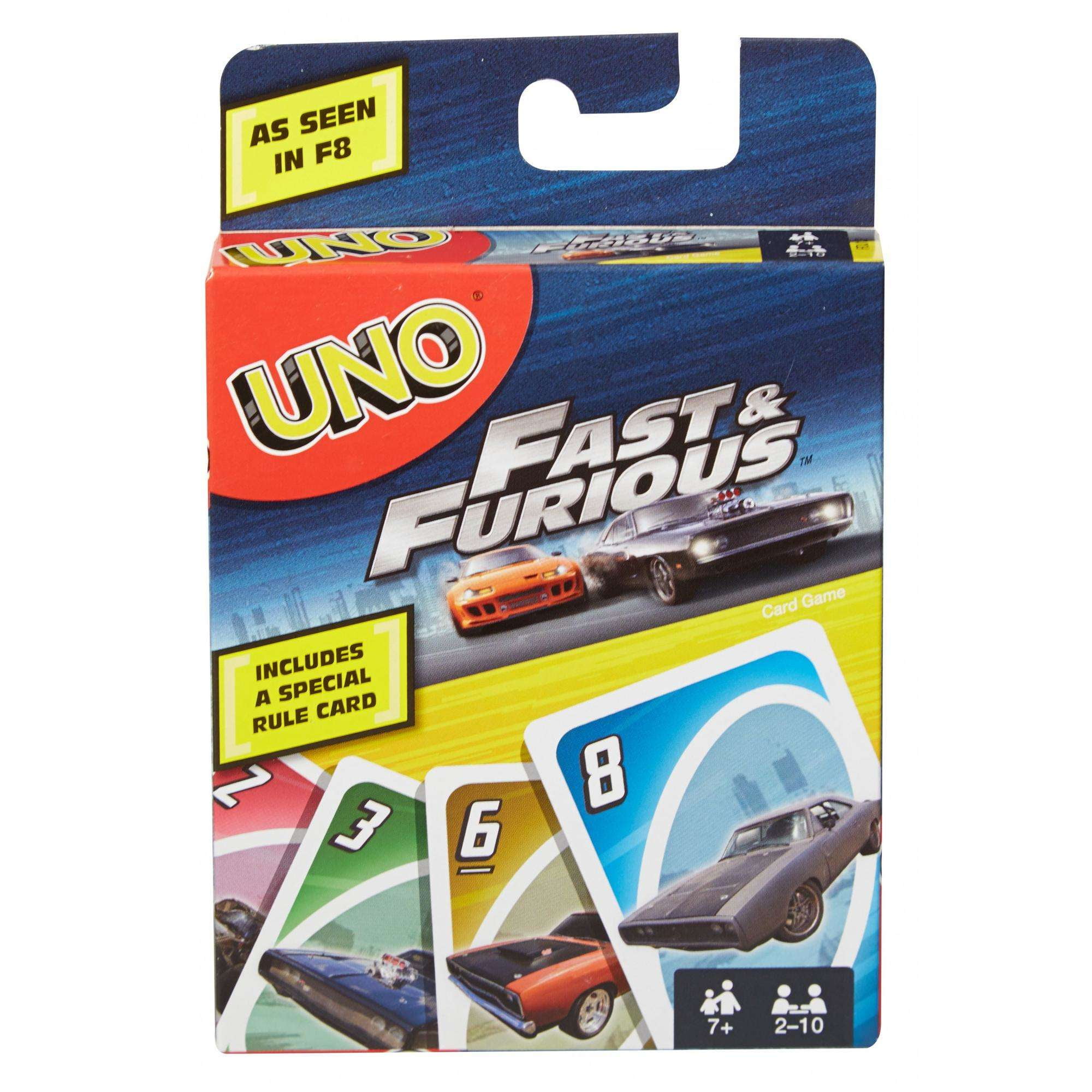 UNO Fast & Furious Theme Card Game for 210 Players Ages 7Y+