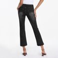 thumbnail image 5 of Wutalume Low Rise Jeans for Women Wide Leg Straight Cut, Stretch Denim with Pockets, Loose Fit Comfort for Casual Wear,Black L, 5 of 7