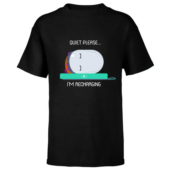 Ron’s Gone Wrong Quiet Please I’m Recharging Standard - Short Sleeve T-Shirt for Kids – Customized-Black
