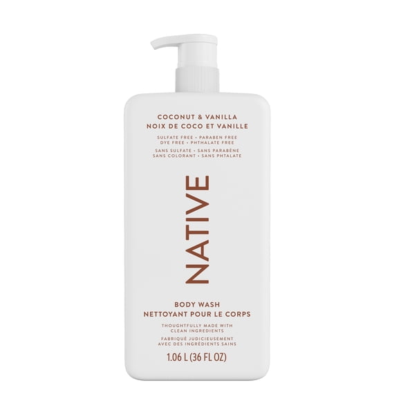Native Natural Body Wash, Coconut & Vanilla, Sulfate Free, Paraben Free