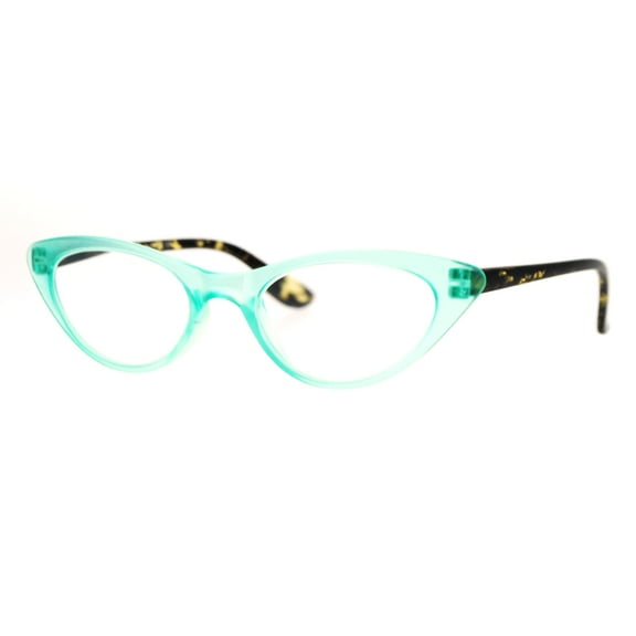 Womens Retro Design Narrow Cat Eye Plastic Reading Glasses Green  1.0