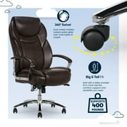 Serta Big & Tall High Back Office Chair, Heavy Duty Weight Rating, Brown Bonded Leather Upholstery