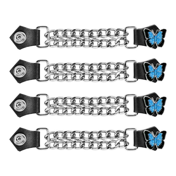 Dream Apparel Motorcycle Vest Extenders for Women Biker Double Diamond Cut Chrome Chain 4PCS