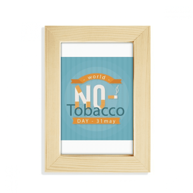 Logo día sin tabaco Escritorio de madera Arte Pintura 5x7 pies Marco de foto