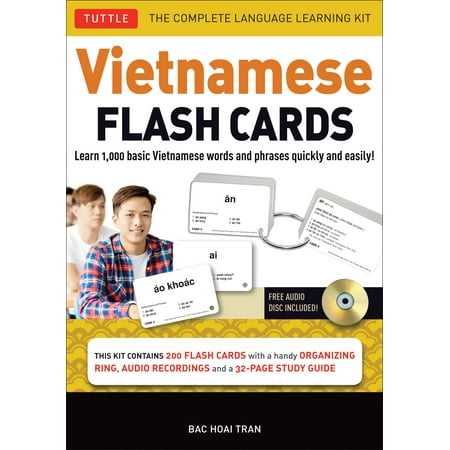Vietnamese Flash Cards Kit : The Complete Language Learning Kit (200 hole-punched cards, CD with Audio recordings, 32-page Study (Best Way To Learn Vietnamese)