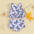 thumbnail image 3 of Bagilaanoe Toddler Baby Girls Swimsuits 2 Piece Bikinis Set Print Sleeveless Ruffled Tops + Briefs 3M 6M 12M 24M 3T Kids Swimwear Bathing Suit Beachwear, 3 of 7
