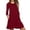 Wine, variant on Idoravan Women's Dress Clearance Summer Fashion Women Sexy Casual Solid Dress O-Neck Long Sleeve Loose Mini Dress