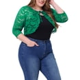 thumbnail image 4 of Unique Bargains Women's Plus Size Shrug Floral Lace Tie Neck Bolero Cardigan, 4 of 6