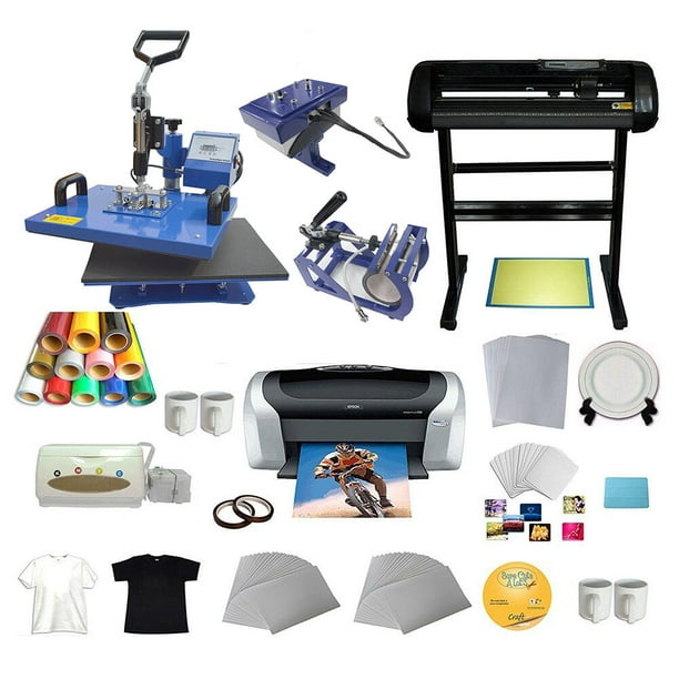INTSUPERMAI 5in1 Combo Heat Press + Vinyl Cutter Plotter + Printer T
