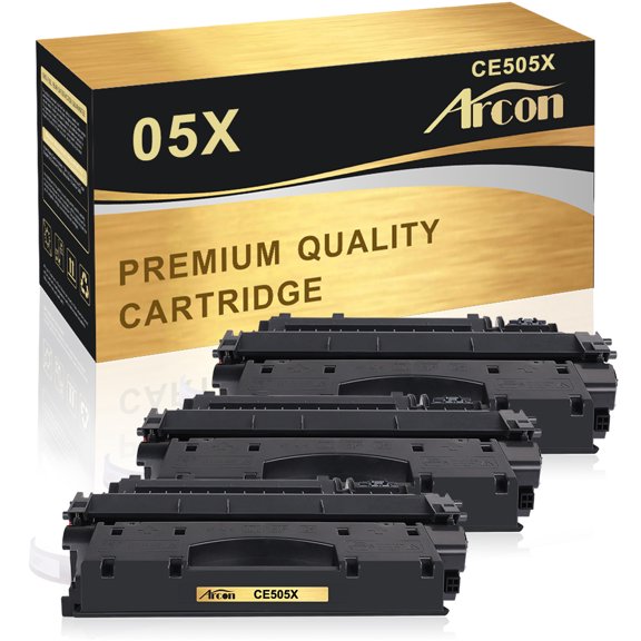 Arcon 3-Pack Compatible Toner for HP 05X (CE505X) works with LaserJet P2055D P2055DN P2055X 2053 2054 2055 2056 2057 P2050 P2055 Printer (Black)