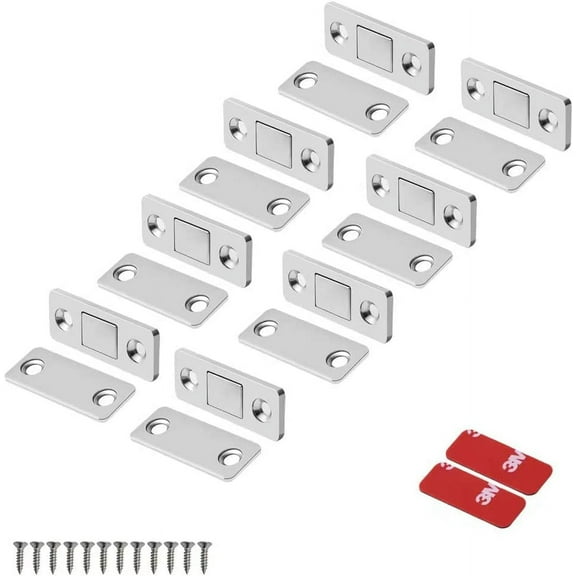 Magnetic Door Catch Ultra Thin Cabinet Magnets Stainless Steel Drawer Magnet Catch for Sliding Door Closure Kitchen Cabinet Cupboard Closet Closer (8 Pack)