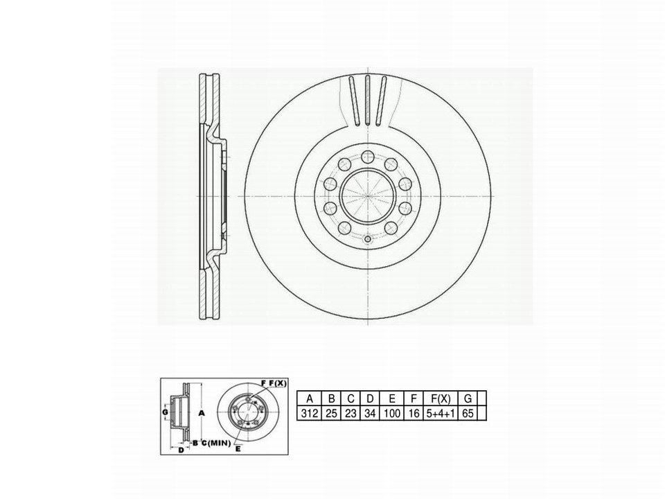 UltraHC Coated High Carbon Brake Rotor, Front UR001255, Audi TT Quattro 2006-2000
