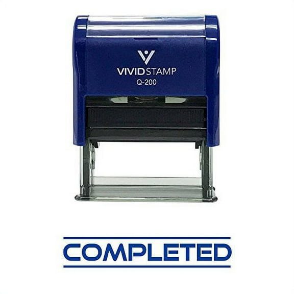 Vivid Stamp Completed Office Self-Inking Office Rubber Stamp (Blue) - M