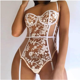 thumbnail image 1 of VISgogo Body de lencería sexy para mujer, Babydoll de pecho bajo con eslinga transparente de encaje floral, ropa de dormir de una pieza con parte inferior triangular delgada VISgogo moda, 1 of 1