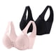 thumbnail image 1 of 2 piezas de sujetador de yoga sin aros con hebilla frontal y encaje para mujer: informal, sexy, sin costuras y ajustable, 1 of 3