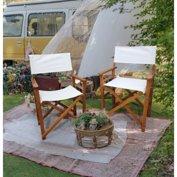 Classic Director's Chairs, 2-Pack: Wooden & Canvas Foldable Chairs for Indoor & Outdoor