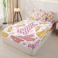 thumbnail image 2 of Homewish Cartoon Rabbit Silhouette Zipper Twin Comforter Sets with Fitted Sheet and 2 Pillowcases,Pink White Geometric Checkered Zipper Bedding Set For Teens,Reversible,4-Piece, 2 of 7
