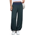 thumbnail image 5 of High  Waist Women Casual Wide Leg Pants Straight Drawstring Sport Trousers, 5 of 7