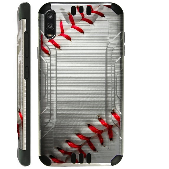 WORLD ACC Silver Guard Phone Case Compatible with TCL A2X Brushed Metal Texture Hybrid TPU Cover (Baseball)