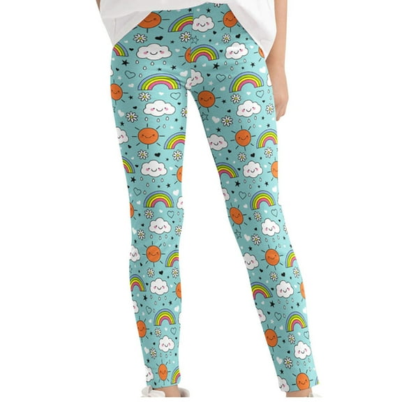 DGXTA Toddler and Girls Leggings Pants Full Length Cotton Basic Leggings Stretchy Soft Printed Leggings Tights Pants