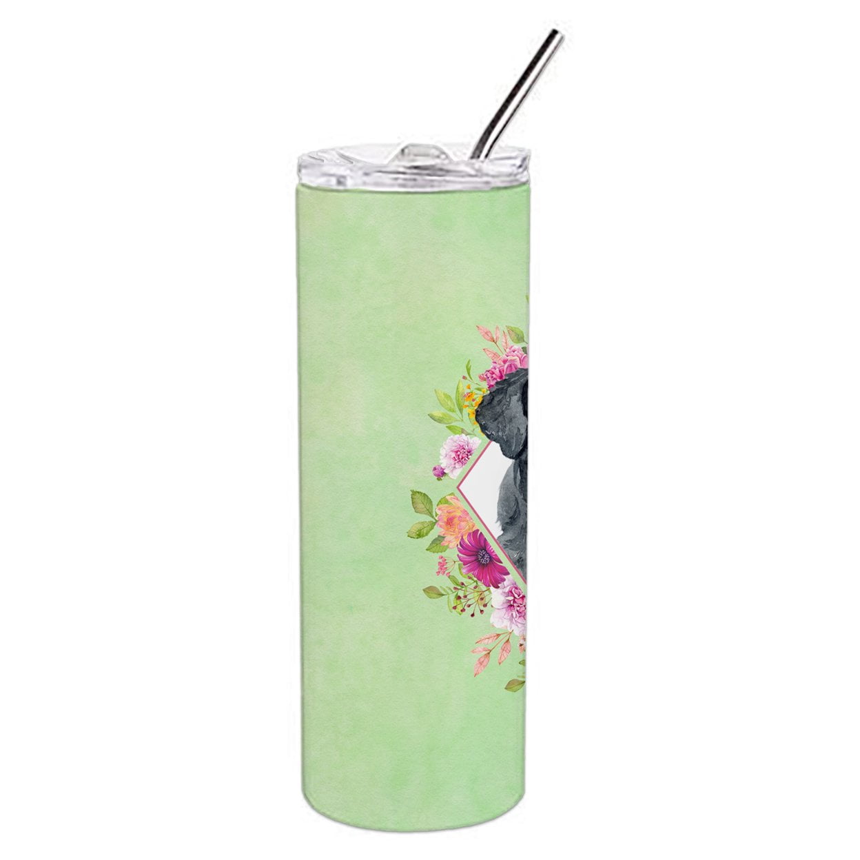 Carolines Treasures CK4338TBL20 Giant Schnauzer Green Flowers Stainless Steel 20 oz Skinny Tumbler 20 oz multicolor
