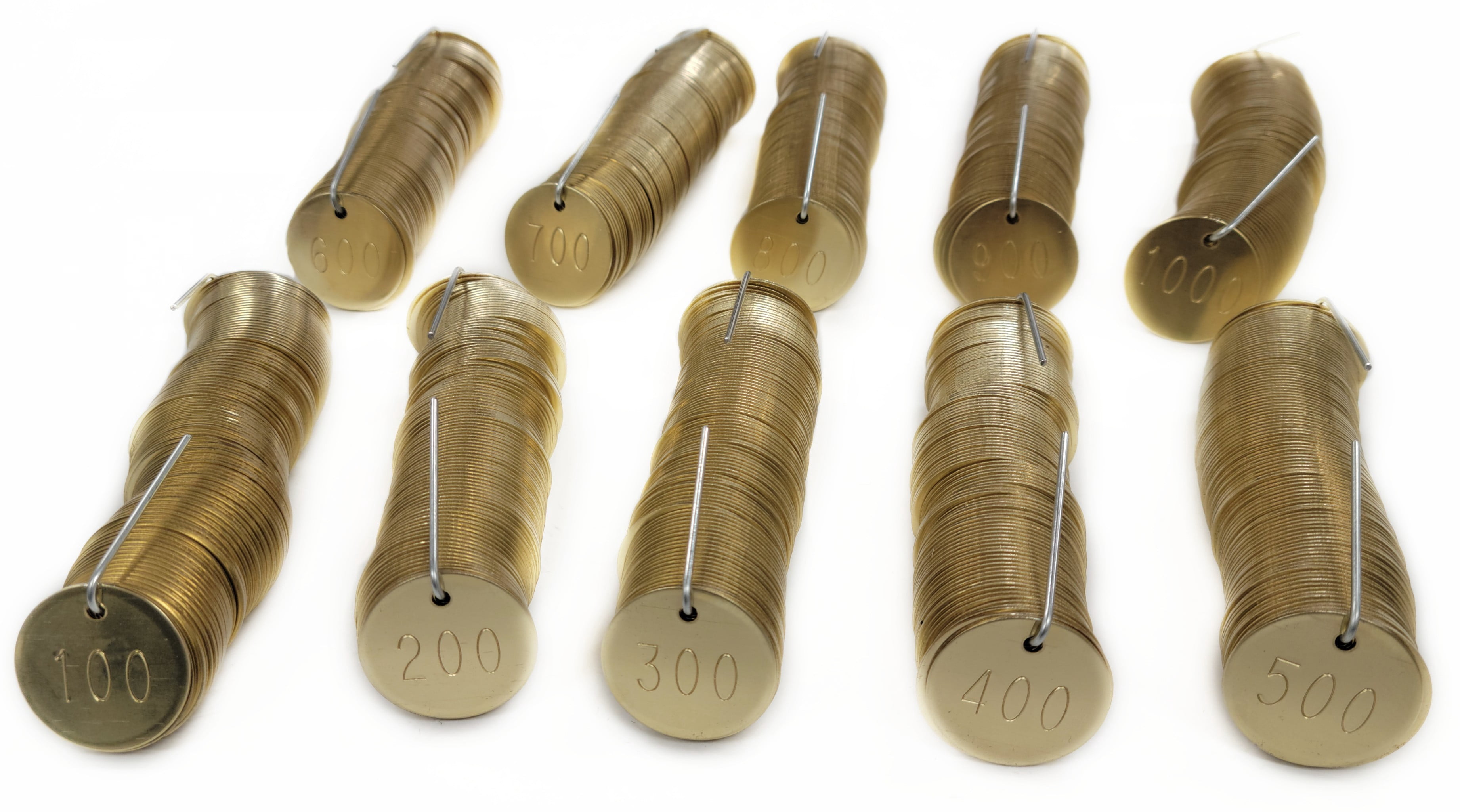 1.25" Round Brass Tags Numbered 001 - 1,000 (Pack of 1,000 Tags)
