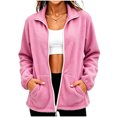 thumbnail image 3 of Husipze Women's Fleece Jacket Lightweight Full Zip Stand Collar Soft Warm Fall Winter Outerwear with Side Pockets Pink S, 3 of 6