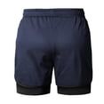 thumbnail image 4 of FRSASU 2 in 1 Mesh Shorts for Mens Elastic Waist Quick Dry Liner Short Casual Basketball Athletic Workout Short Pants Dark Blue, 4 of 5