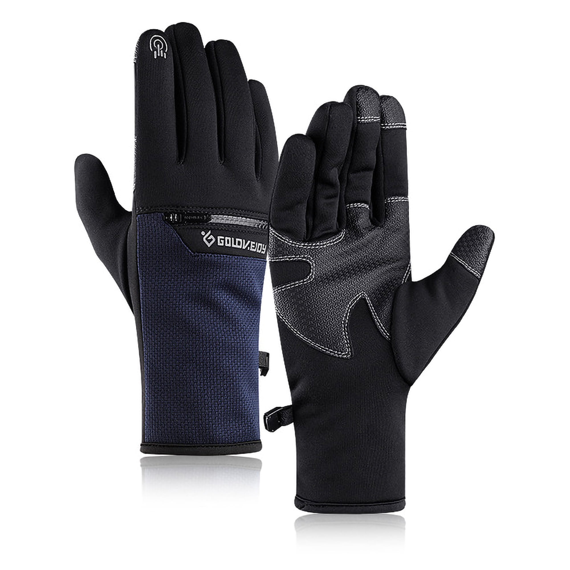 1Pair Zipper Moto Driving Mittens Winter Ski Warm Full Finger Gloves Cold-proof
