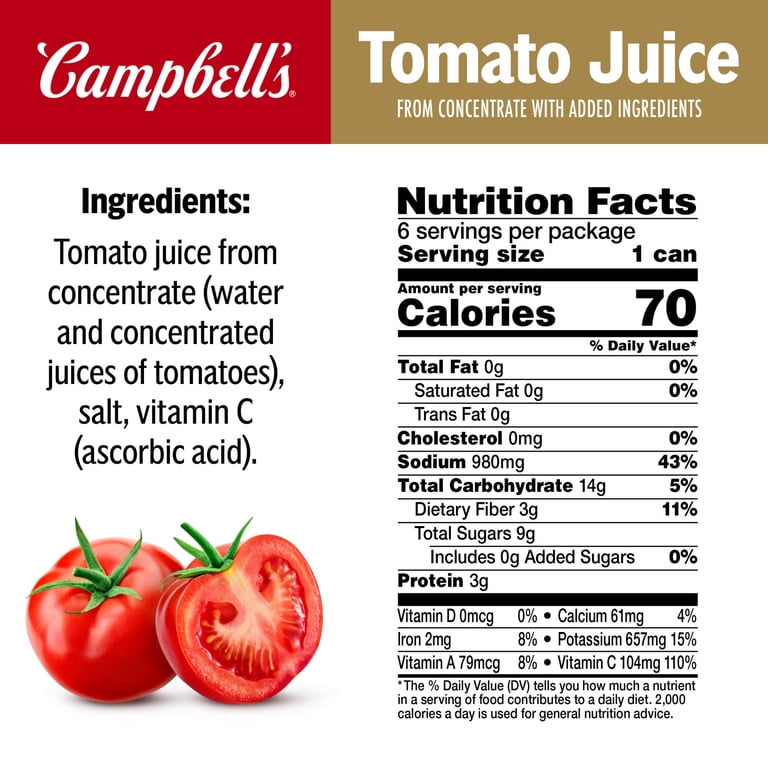 Campbell’s tomato 16缶（user_b79a80c3さん専用） Campbell's 100% Tomato Juice, 11.5 fl oz Can, 6 Count - Walmart.com