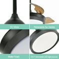 thumbnail image 4 of 36" Modern Invisible Indoor Ceiling Fan with LED Light Remote Control 6 Fan Speeds 3-Color Retractable Blades Ceiling Lighting, 4 of 6