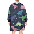 thumbnail image 2 of Wearable Oversized Blanket,Neon Outline Dinosaurs Vibrant Wearable Blanket Hoodie for Adults,Cozy Hooded Blankets with Super Pockets,Super Warm Fuzzy Pullover for Women & Men, 2 of 6