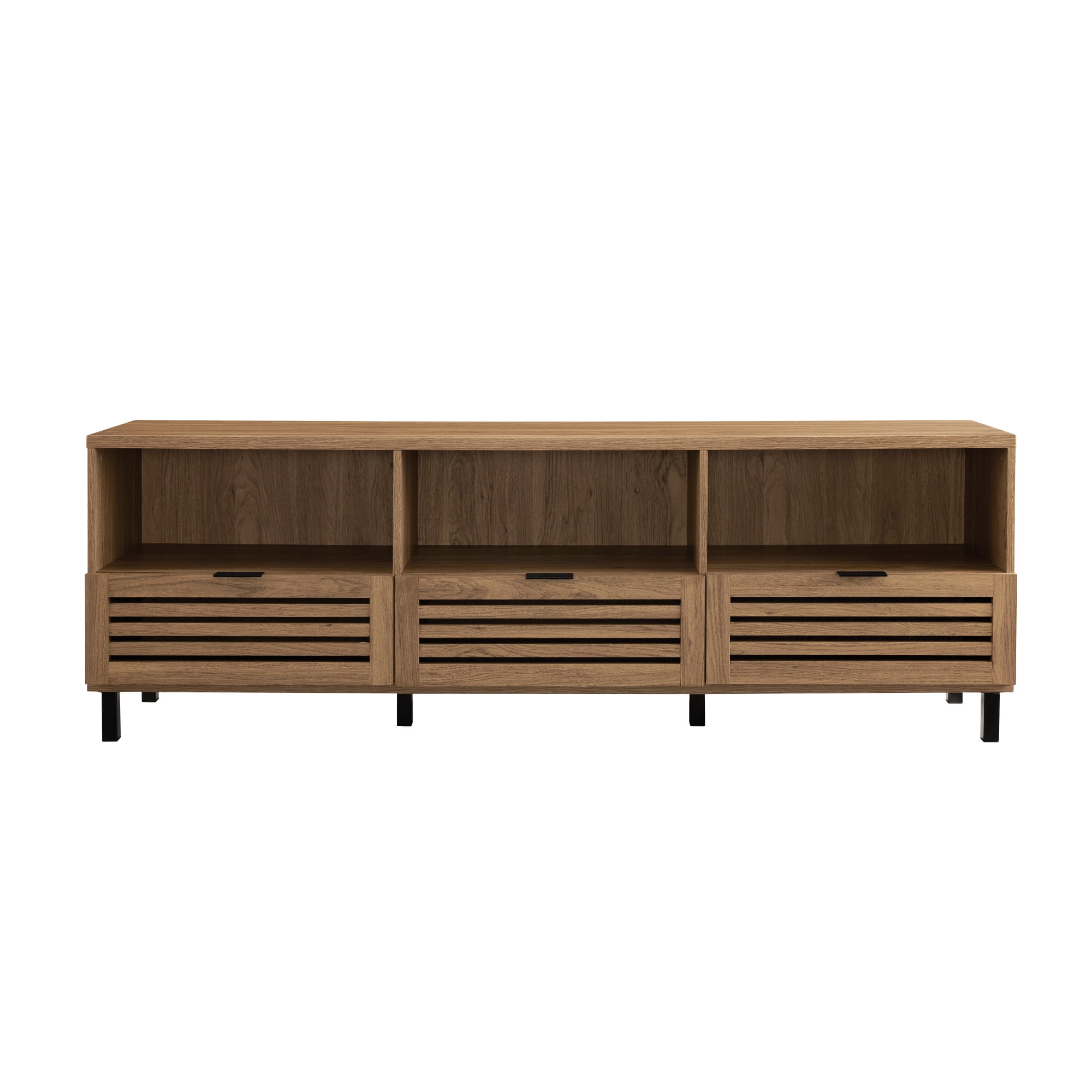 Manor Park Jackson English Oak Modern Slatted 3 - Drawer TV Stand