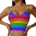 thumbnail image 2 of Uemuo Colorful Glitter Rainbow Pattern Women's Sports Bra - High Impact Support, Breathable, and Comfortable Athletic Bra for Running, Yoga, and Workouts, 2 of 9