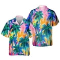 thumbnail image 4 of Camisas estampadas con cocoteros de playa hawaianas para hombres, ropa informal para la playa hawaiana, blusas Y2k de manga corta para vacaciones para hombres, 4 of 5