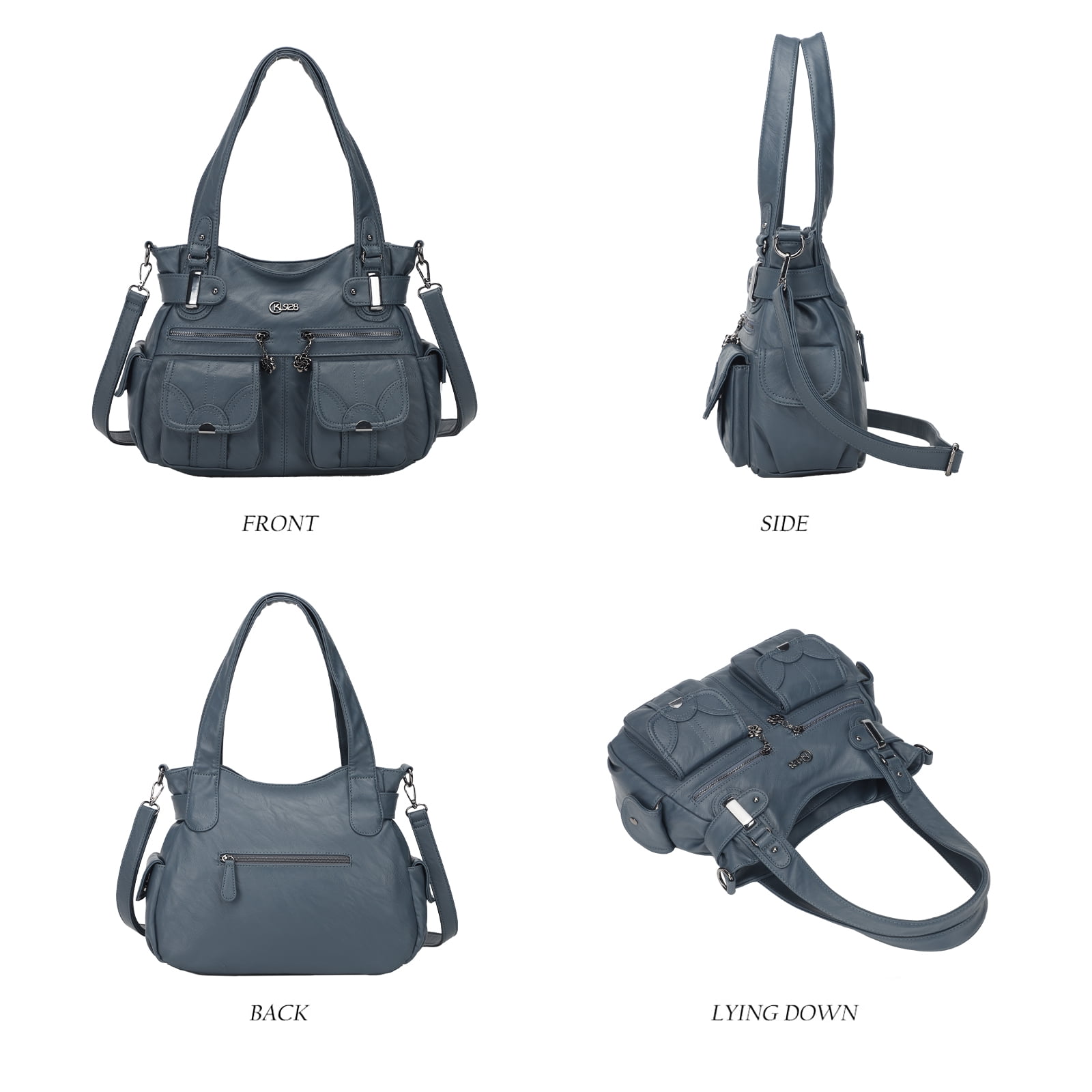 KL928 Women Multi Pocket Satchel Handbags Top Handle Purse Tote Bag Leather Shoulder Bag