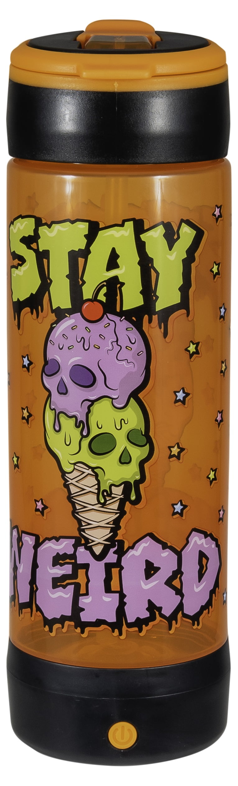 Cool Gear 24 fl oz Black and Orange Plastic Water Bottle with Wide Mouth and Straw Lid