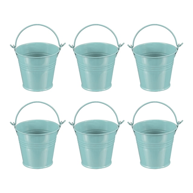 Mini Cubos Metálicos con Asa Cubo Galvanizado Colorido Cubos de Pascua Azul Oscuro 2.7"x2.3" 6 Piezas