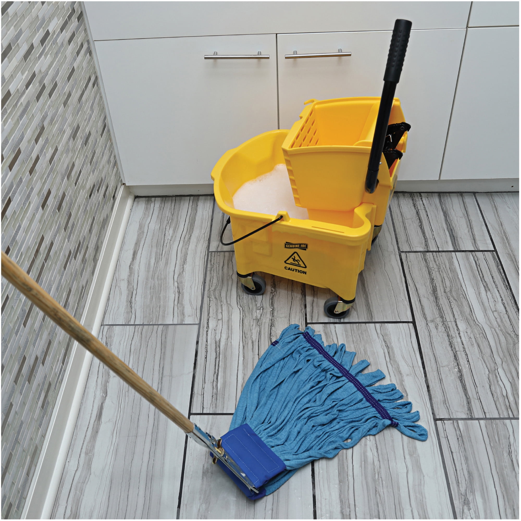Genuine Joe, GJO02347, 35 QT Side Press Mop Bucket Wringer Combo, 1 Each, Yellow