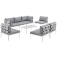 thumbnail image 4 of Modway Harmony 8-Piece Outdoor Patio Aluminum Sectional Sofa Set in White/Gray, 4 of 7